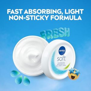 NIVEA Soft Light Moisturizer, 300 ml, for Face, Hand & Body, Non-Greasy Cream with Vitamin E & Jojoba Oil for Instant Hydration - Image 2