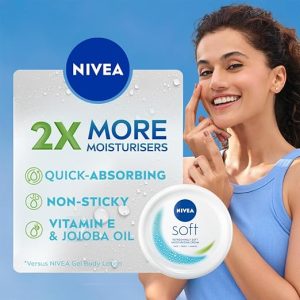 NIVEA Soft Light Moisturizer, 300 ml, for Face, Hand & Body, Non-Greasy Cream with Vitamin E & Jojoba Oil for Instant Hydration - Image 4