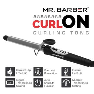 Mr Barber Curl On Curling Tong 22mm Ceramic Infused Barrel, Hair Curling Tong - Black Hair Curler - Image 3