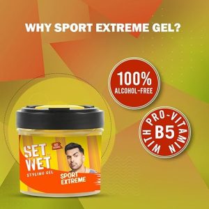 Set Wet Styling Hair Gel for Men - Sport Extreme, 250gm | Extreme Hold, High Shine |For Short to Medium Hair| No Alcohol, No Sulphate - Image 3