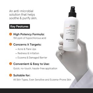 Minimalist HOCl Skin Relief Spray - Soothing & Repairing Toner for Face & Body, Quick Relief from Acne Flare, Eczema & Redness with Hypochlorous Acid for Women & Men - 220 ml - Image 3