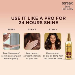 Streax Hair Serum 115ml, Vitalized with Walnut Oil, For Hair Smoothening & Shine. Hair Serum for dry, frizzy hair for men and women - Image 2