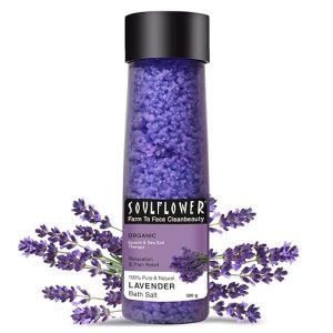 Soulflower Epsom Lavender Bath Salt for Body & Foot Spa, Calming, Relaxing, Muscle Pain Relief, Aromatherapy | Pure & Natural | Sea Salt, Lavender Essential Oil & Vitamin E, 500g (Pack of 1) - Image 1