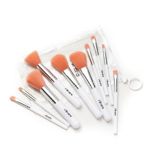 Minara Makeup Brush Set Of 10 With Easy To Carry Pouch (White) | Travel Size Cosmetic Brushes Kit For Face Foundation Brush Eyeshadow With Storage | Makeup Pouch For Women | - Image 1