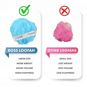 ross Large Bath Loofah Sponge Scrubber Exfoliator for High Lather Cleansing (Peach and Blue) - Image 4