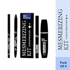 Blue Heaven Mesmerising Eye Kit Combo Pack of 4 | Kajal, Mascara, Eyeliner & Brow Definer |Long lasting, Smudge proof & Waterproof, Matte Finish for naturally fuller look, 0.6gm+9ml - Image 6