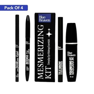 Blue Heaven Mesmerising Eye Kit Combo Pack of 4 | Kajal, Mascara, Eyeliner & Brow Definer |Long lasting, Smudge proof & Waterproof, Matte Finish for naturally fuller look, 0.6gm+9ml - Image 5